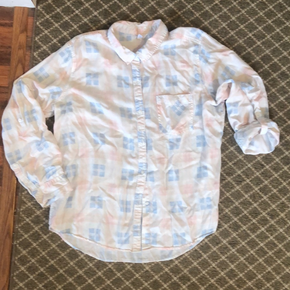 Time and Tru Pastel Plaid Button Down Shirt